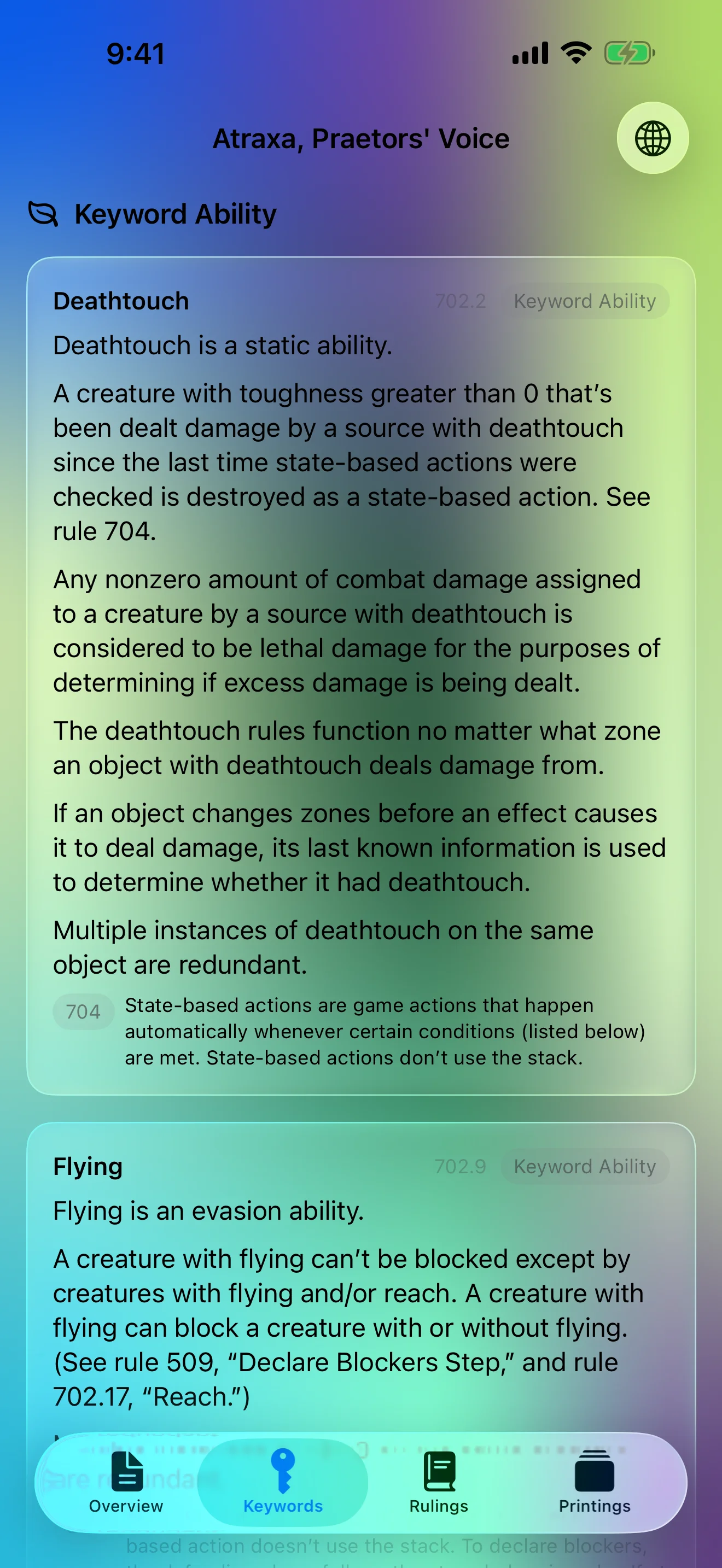iPhone showing keyword details