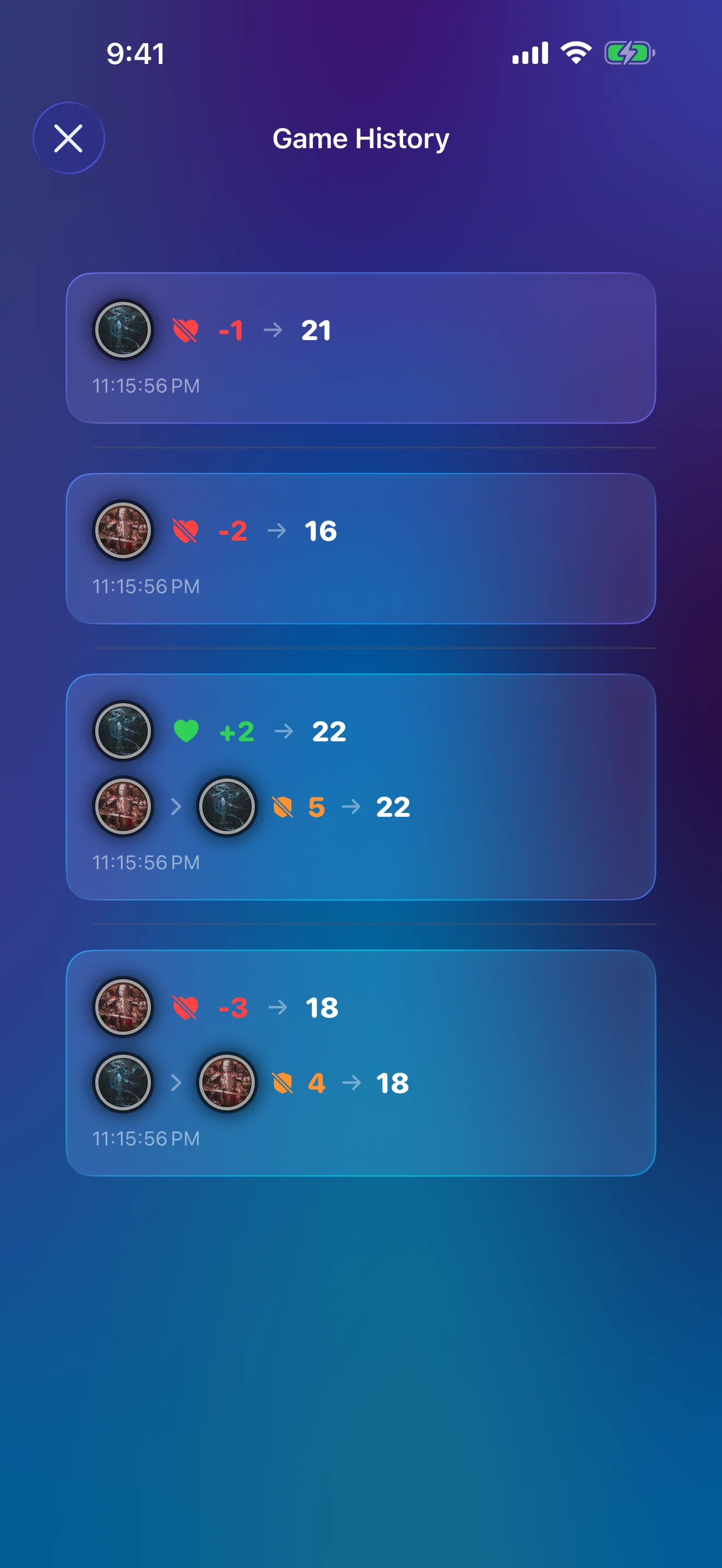 iPhone showing the life counter