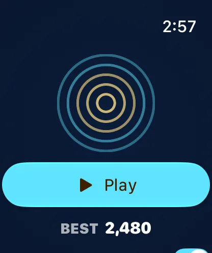 Apple Watch Home screen with Play and best score