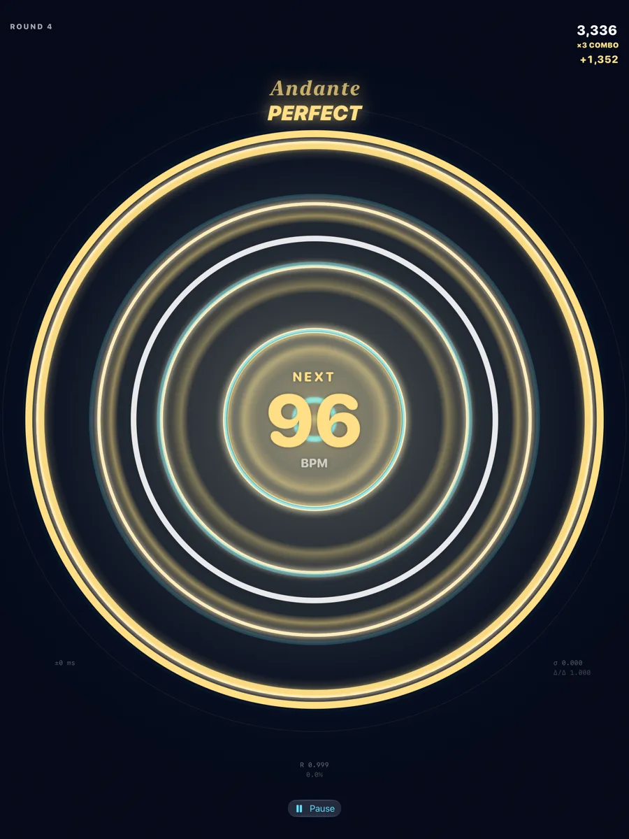 iPad ripple field snapped into resonance under Andante and PERFECT