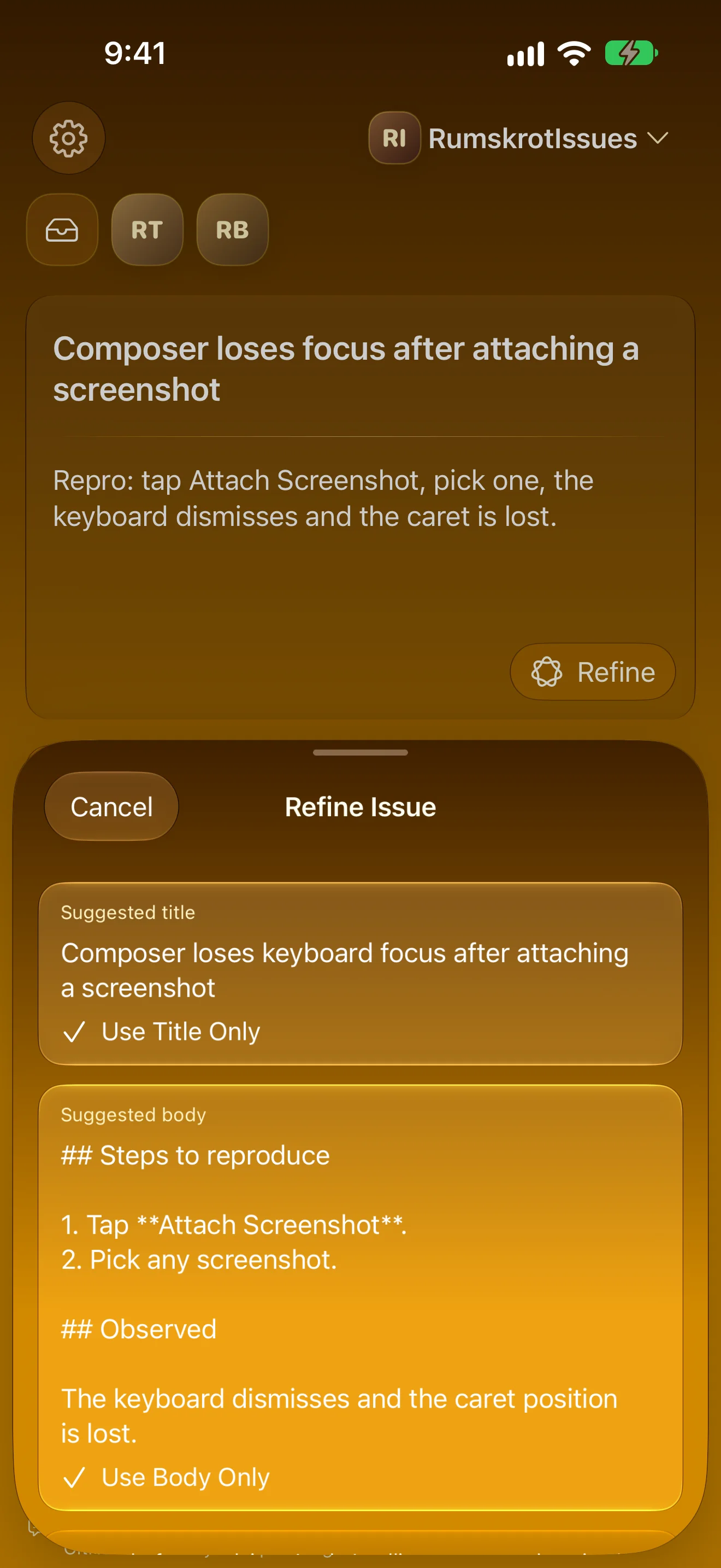 Refine suggesting a clearer title and a structured Markdown body