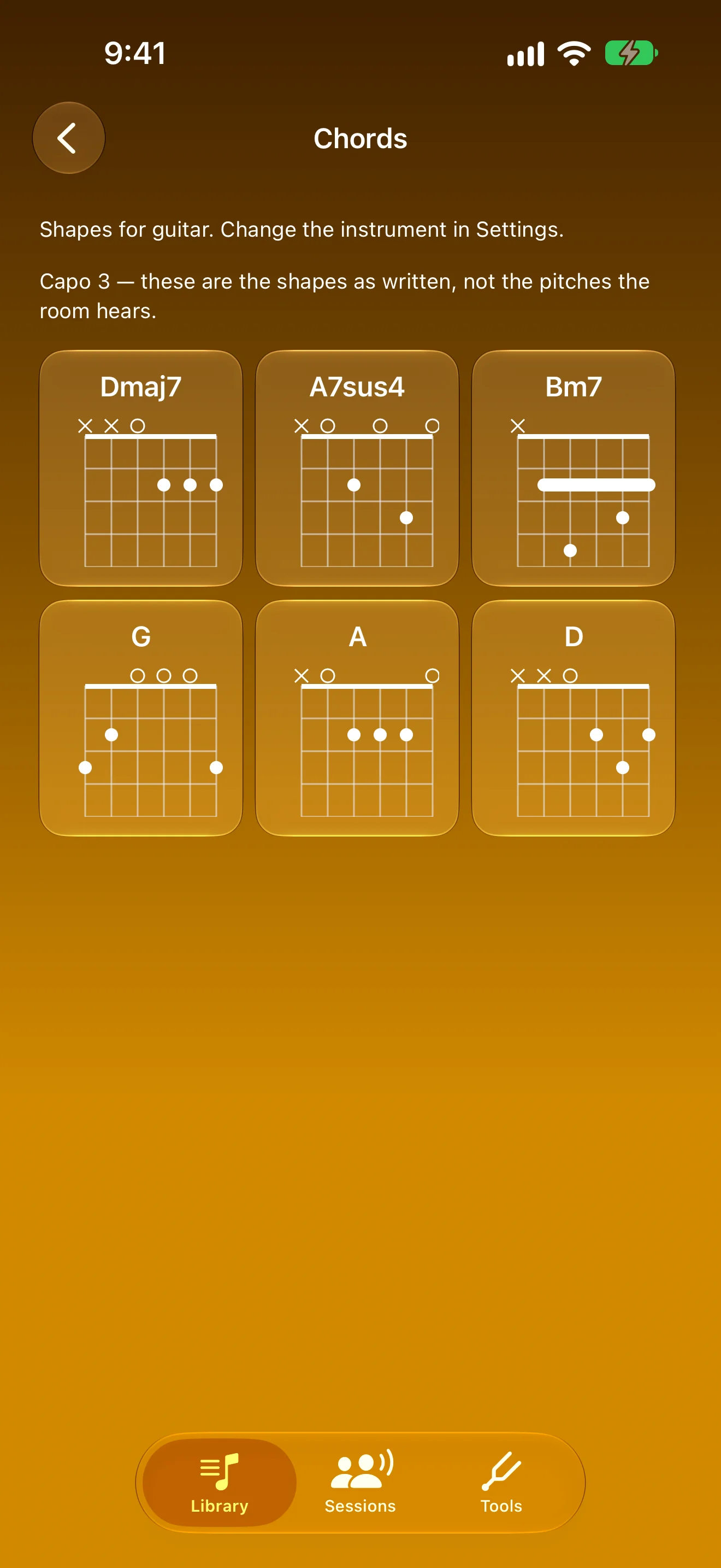 Chord diagrams for every chord the song uses