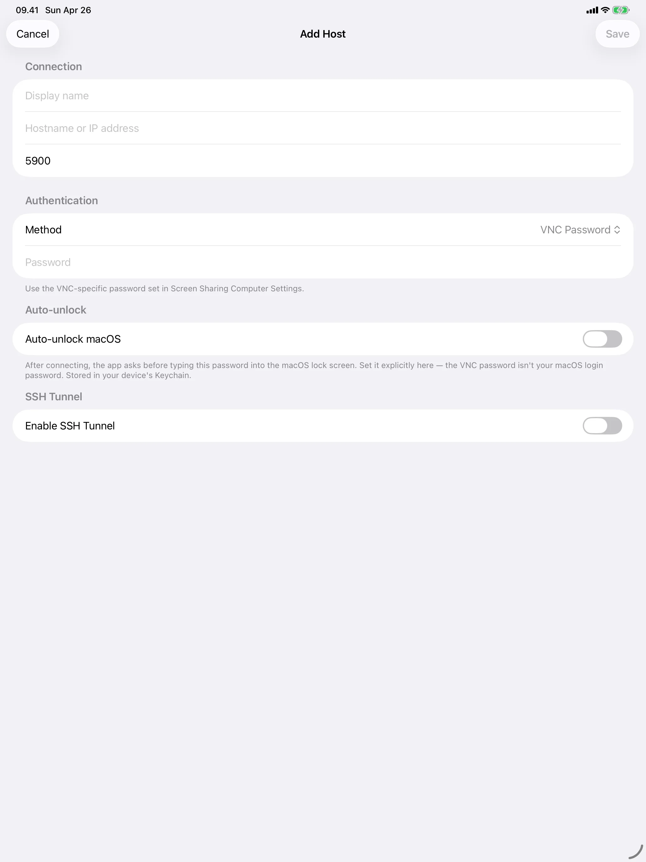iPad - Add Host