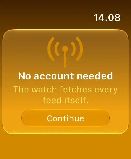 Apple Watch welcome screen: no account needed