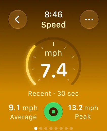Apple Watch - Traverse Speed screen