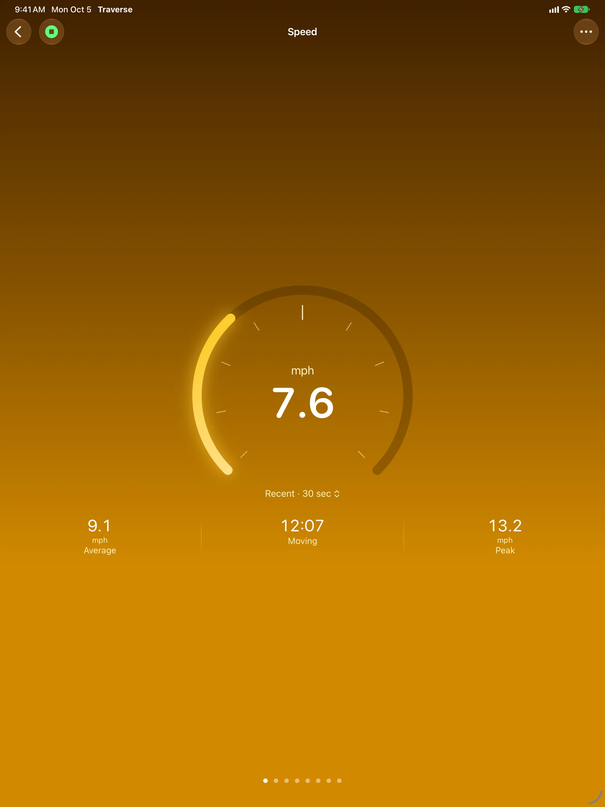 iPad - Traverse Speed screen