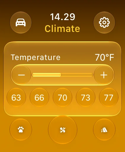 The watch climate page with the cabin temperature