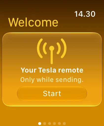 The watch welcome screen: your remote, only while sending