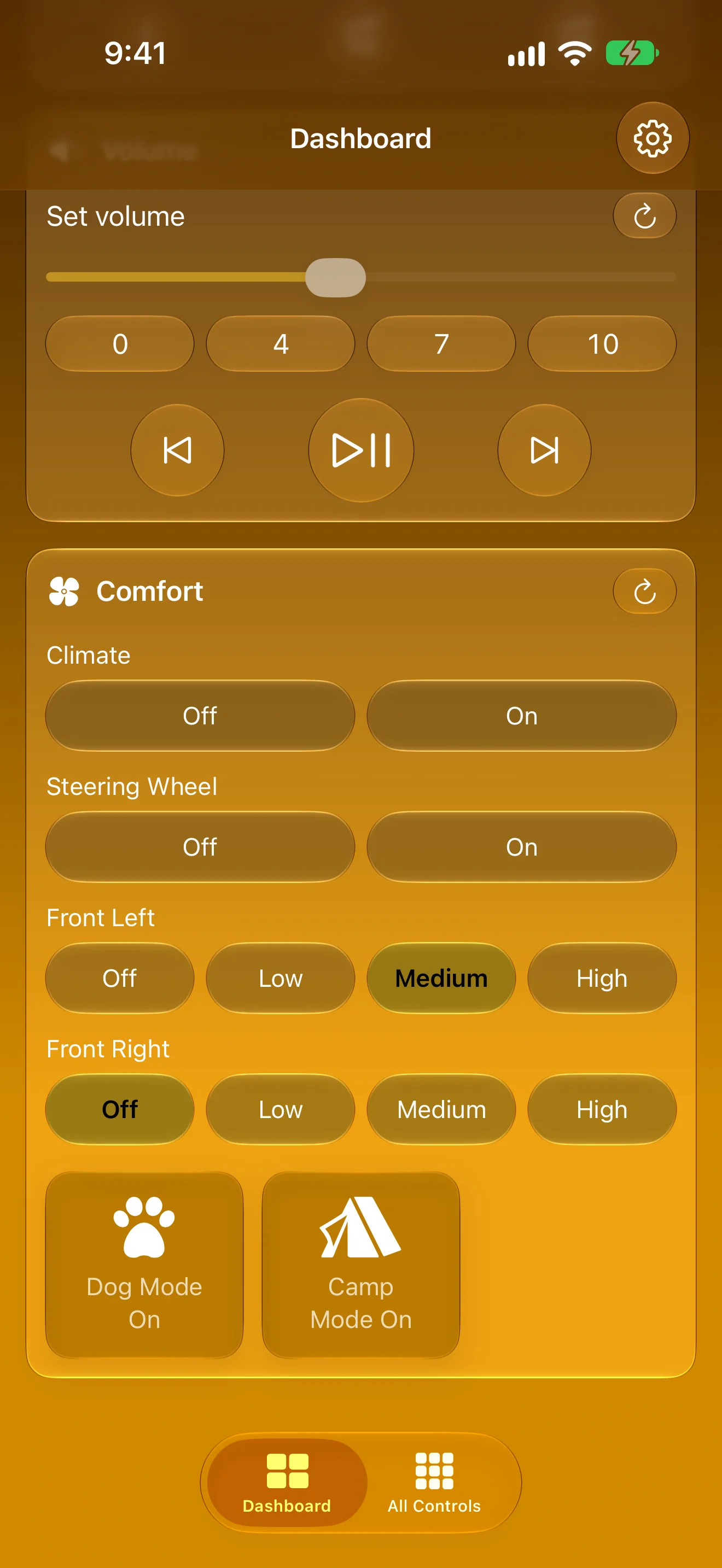 The Comfort card with climate, steering wheel and seat heaters